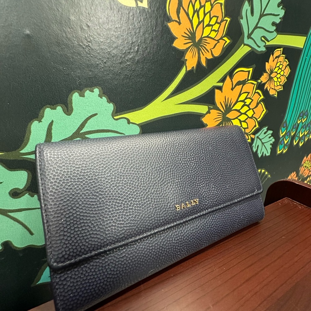 Bally “Bruton” Navy & Rose Leather Continental Wallet – Made in Italy - Picture 4 of 11